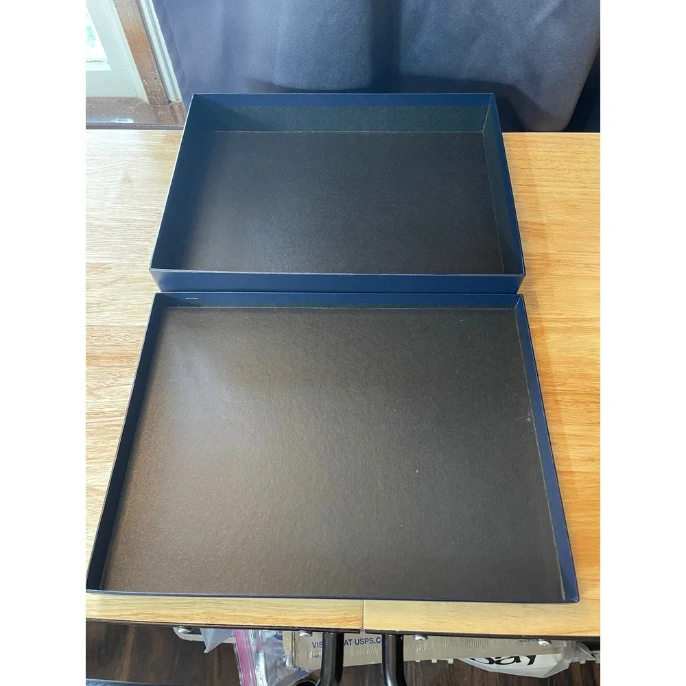 Ralph Lauren Navy Blue Gold Foil Logo Large Gift Box 14x11x2.5 Storage Packaging